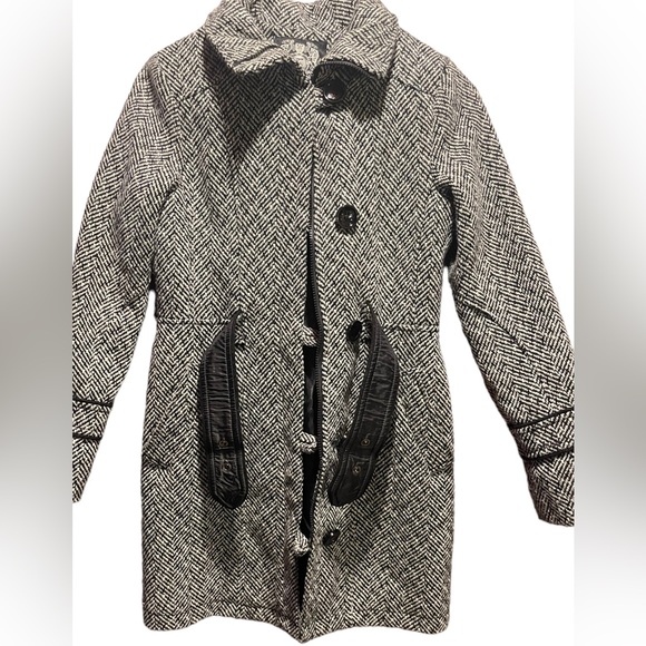 ** ESPRIT Vintage Black and White Wool Coat - Picture 4 of 11